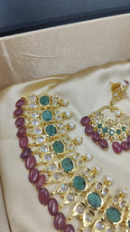 Tazkiya Real Ruby, Real Emerald n Real Pearls necklace set