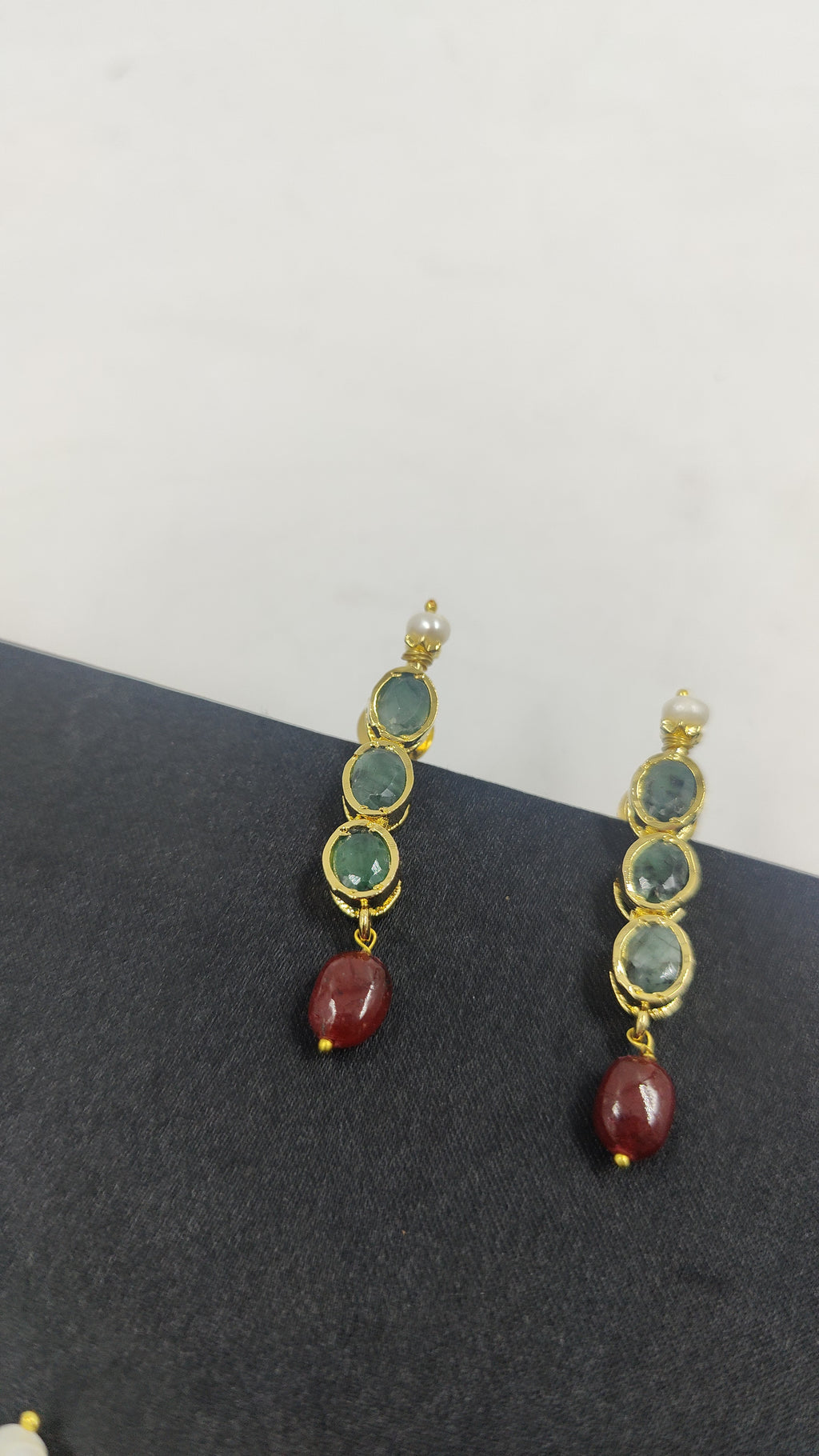 Mehrish Necklace Set in Real Ruby, Emerald & Real Pearls