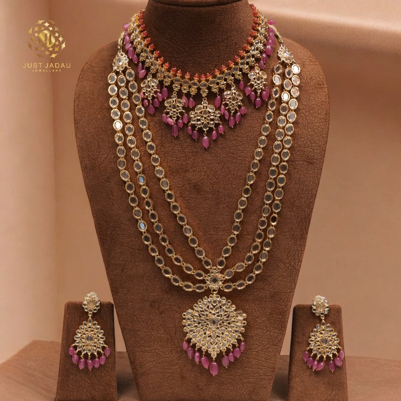 Sidra Bridal Set in Real Emerald/Real Ruby