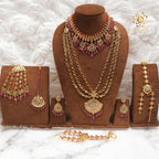 Sidra Bridal Set in Real Emerald/Real Ruby