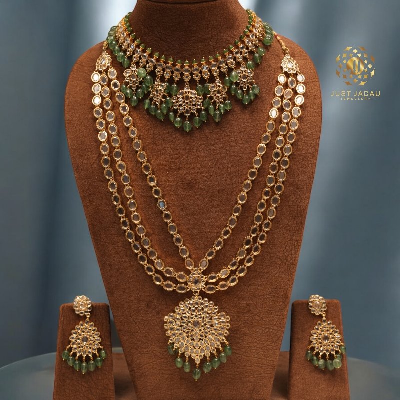 Sidra Bridal Set in Real Emerald/Real Ruby