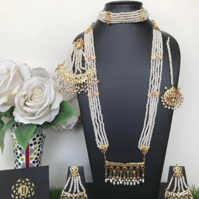 Aarisha Bridal Set Choker with Real Pearls and Gold Plating