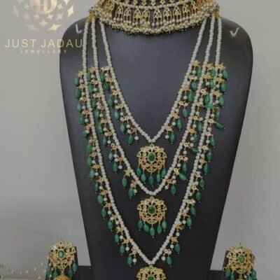 Close-up of Emerald-Designed Jhumki from Elaan Bridal Set