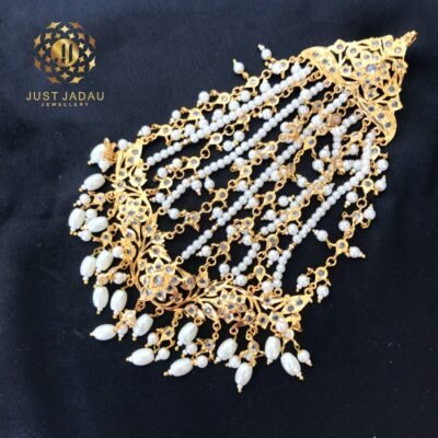 Luxury bridal jewellery set including heavy choker, necklace, and jhumki sahare