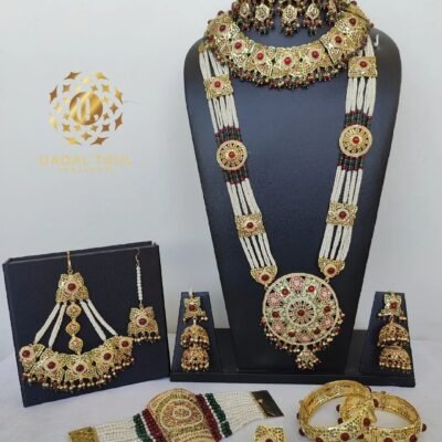 Heer Bridal Jewellery Set with Real Ruby and Emerald Stones.