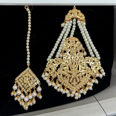 Big Size Jhumar Tika Set with 22-Carat Gold Plating