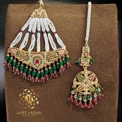 Mishika Bridal Necklace Set with Ruby-Emerald Design