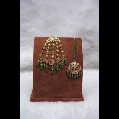 Hyderabadi-style jhumar jewelry – Sidra Jhumar Tika side profile